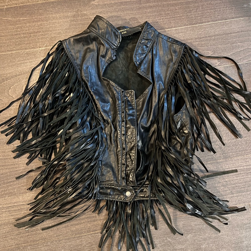 Handmade leather fringe vest